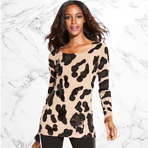 INC Leopard Print Sequin Sweater Dress - Picture 2 of 2